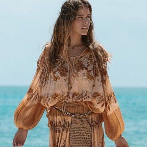 Spell and the Gypsy Coco Lei Blouse in Carmel Size S